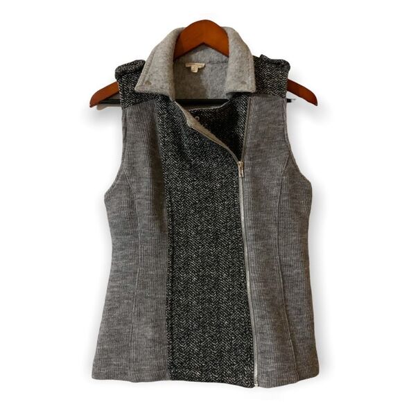 Hem & Thread asymmetrical design zip up vest Size women’s Small / Black & Grey - Picture 1 of 9